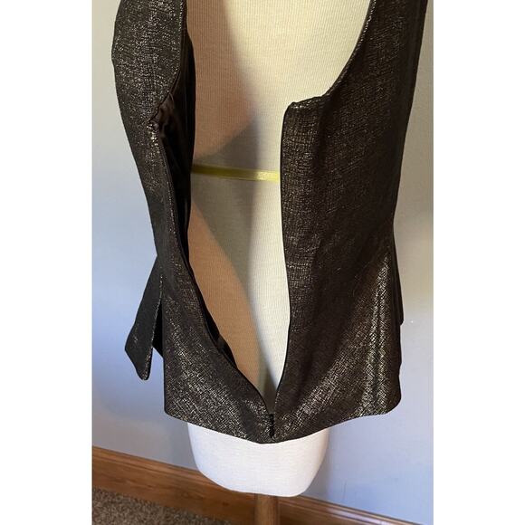 NWT Tahari Blouse XL Peplum Top Metalic Black Gold Holiday Party Date Wedding - Picture 10 of 15